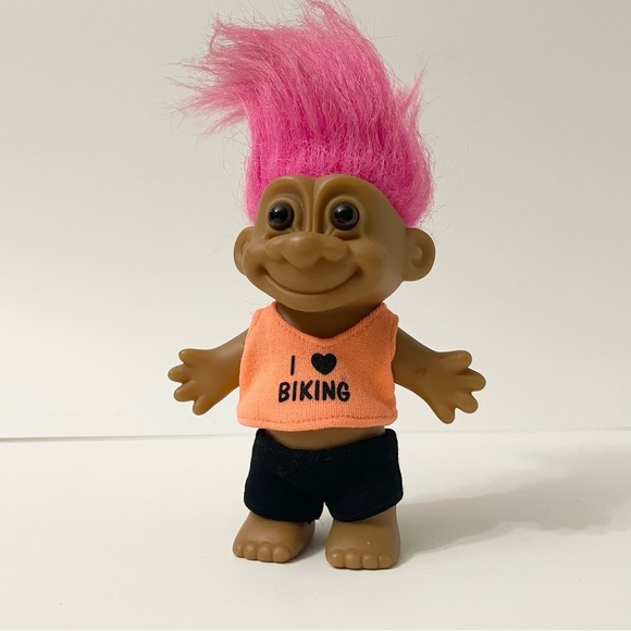 Vintage Russ Troll I Love Biking Pink Hair Doll - Picture 16 of 16